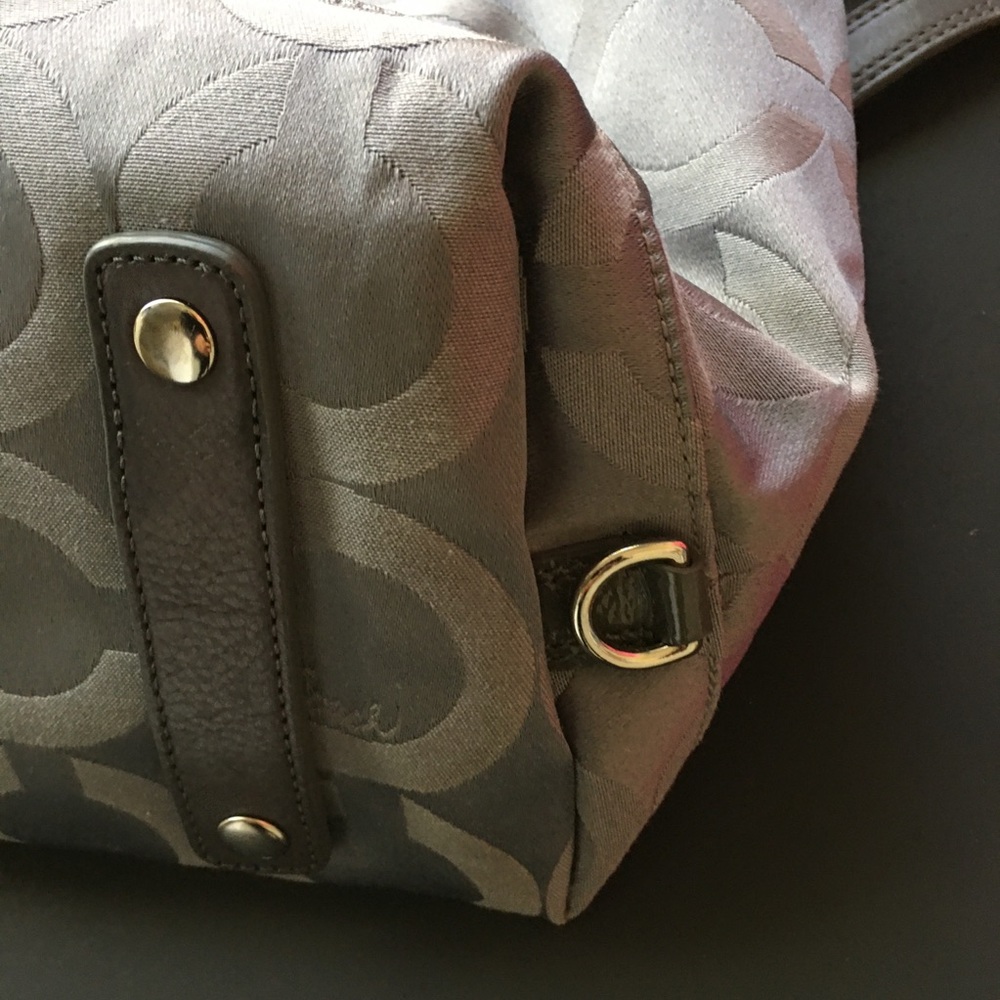 Coach Ashley Satchel Handbag Monogram Jacquard Gray Shoulder Strap Handle - Picture 12 of 13